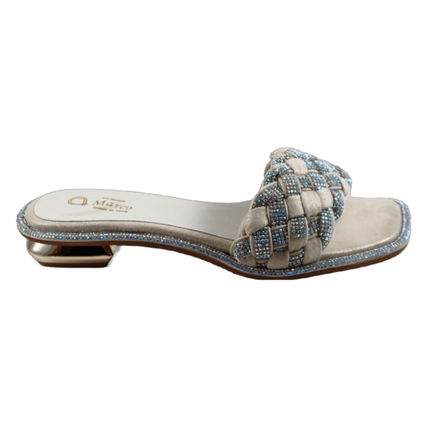 A 4468 Platino (2cm) Crystal Leather Sandal With Crystals