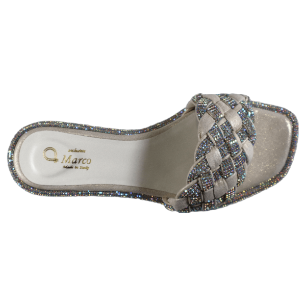 A 4468 Platino (2cm) Crystal Leather Sandal With Crystals
