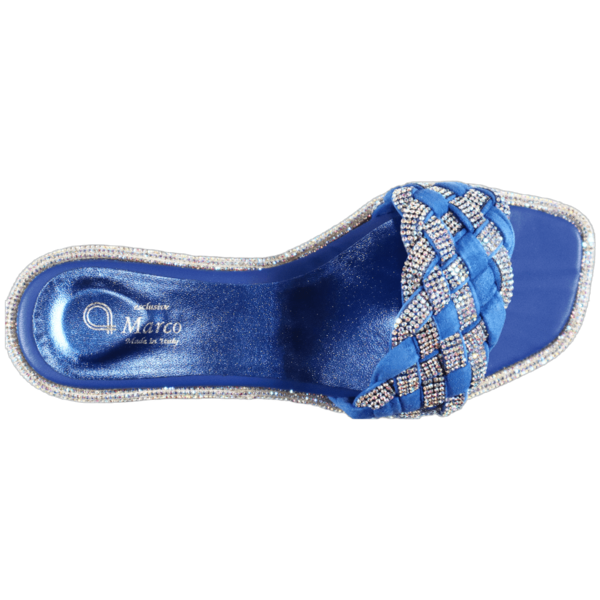 A 4468 Cobalto Blue (5cm)  Leather Sandal With Crystals