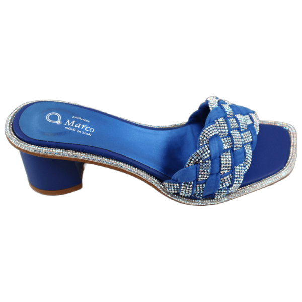 A 4468 Cobalto Blue (5cm)  Leather Sandal With Crystals