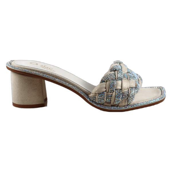 A 4468 Platino (5cm) Leather Sandal With Crystals