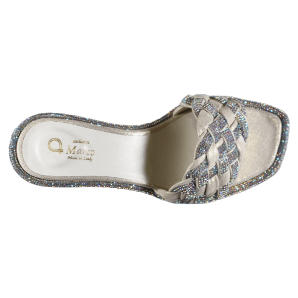 A 4468 Platino (5cm) Leather Sandal With Crystals